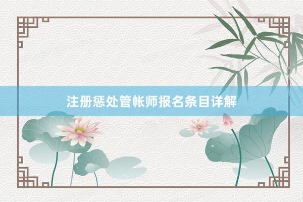 注册惩处管帐师报名条目详解
